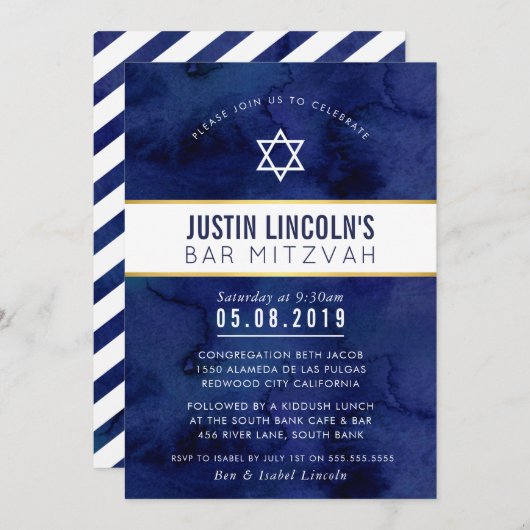 STIJLVOLLE BAR MITZVAH stijlvolle minimale marine  Kaart (Voorkant / Achterkant)
