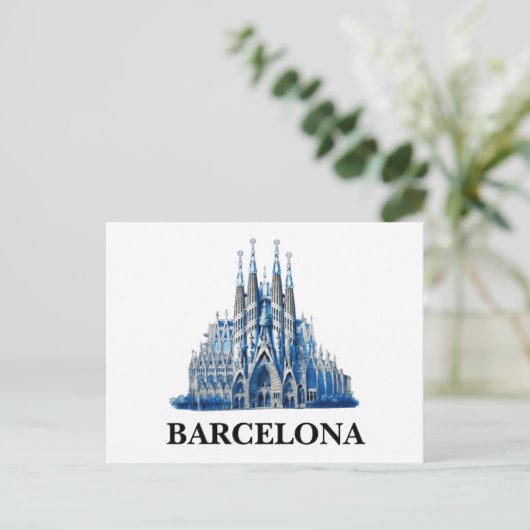 Stijlvolle Barcelona Spanje kathedraal Vintage Briefkaart (Staand voorkant)