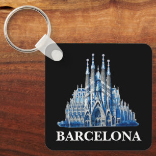 Stijlvolle Barcelona Spanje kathedraal Vintage Sleutelhanger