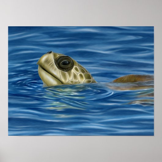 Stijlvolle Basking Olive Ridley Zee Turtle Poster (Voorkant)