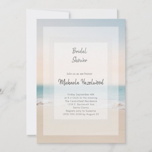 Stijlvolle beach Bridal Shower Invitation Kaart (Voorkant)