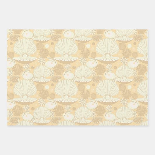 Stijlvolle Beach Shell Patroon Beige en Cream Inpakpapier Vel (Voorkant 3)