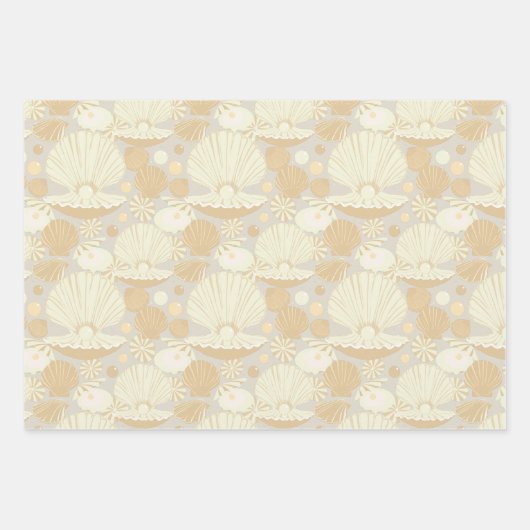 Stijlvolle Beach Shell Patroon Beige en Cream Inpakpapier Vel (Voorkant 2)