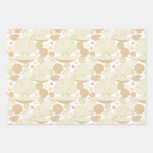 Stijlvolle Beach Shell Patroon Beige en Cream Inpakpapier Vel (Voorkant)