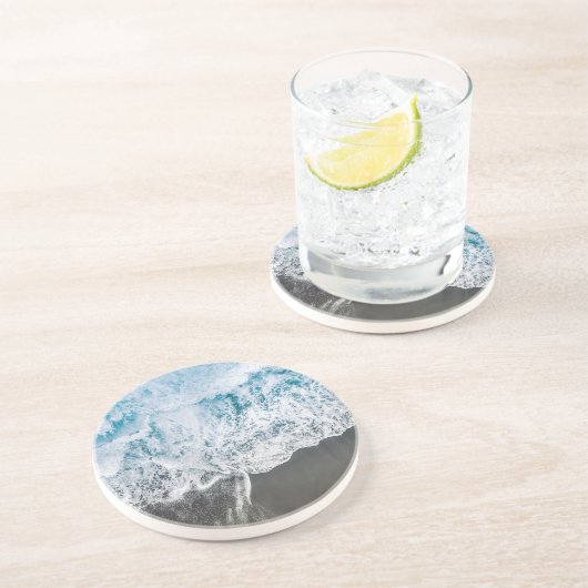 Stijlvolle Beach Vibes Abstracte zandsteen Onderze Zandsteen Onderzetter (Zijkant)