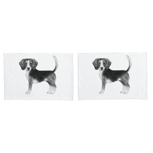 Stijlvolle Beagle Hond Illustratie In Zwart En Wit Kussensloop (Voorkant-Set)