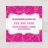 STIJLVOLLE BEAUTY classy florish zwart helder roze Vierkante Visitekaartje (Achterkant)