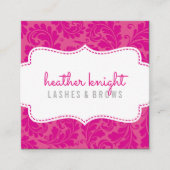 STIJLVOLLE BEAUTY classy florish zwart helder roze Vierkante Visitekaartje (Voorkant)