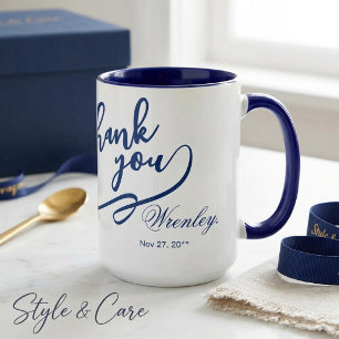 Stijlvolle Bedankt Navy 15 oz Combo Mok voor Cadea