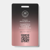 Stijlvolle bedrijfsnaam ID foto QR Black Roos Gold Badge (Back)