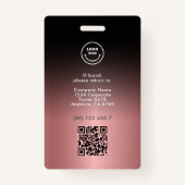 Stijlvolle bedrijfsnaam ID foto QR Black Roos Gold Badge (Achterkant)