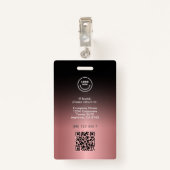 Stijlvolle bedrijfsnaam ID foto QR Black Roos Gold Badge (Achterkant met clip)