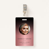 Stijlvolle bedrijfsnaam ID foto QR Black Roos Gold Badge (Voorkant met clip)