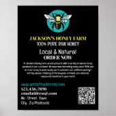 Stijlvolle Bee Logo - Beeyard, Honey Boerderij Adv Poster (Voorkant)