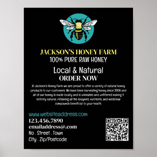 Stijlvolle Bee Logo - Beeyard, Honey Boerderij Adv Poster (Voorkant)