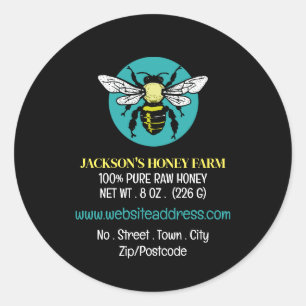 Stijlvolle Bee Logo Beeyard, Honey Boerderij Produ Ronde Sticker