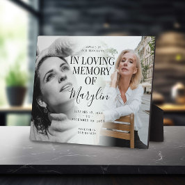 Stijlvolle begrafenisherinnering voor en na foto fotoplaat