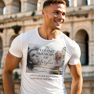 Stijlvolle begrafenisherinnering voor en na foto t-shirt