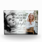 Stijlvolle begrafenisherinnering voor en na glas fotoblokken (Voorkant)