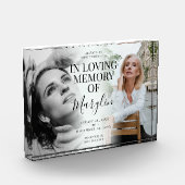 Stijlvolle begrafenisherinnering voor en na glas fotoblokken (Links)