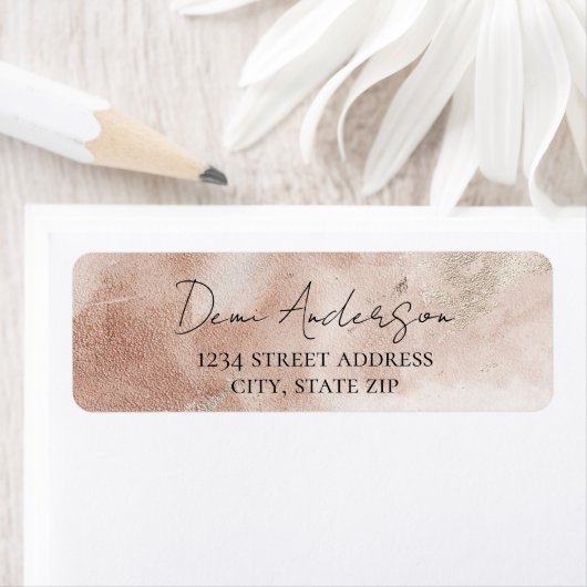 Stijlvolle Beige Blush Return Adres label (Insitu)