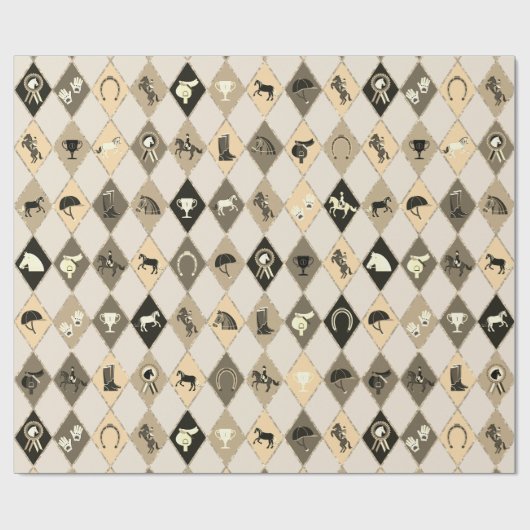 Stijlvolle Beige Cream Equestrian Diamond Pattern Cadeaupapier (Vlak)