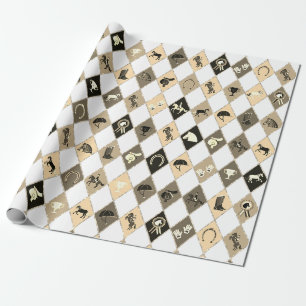 Stijlvolle Beige Cream Equestrian Diamond Pattern Cadeaupapier