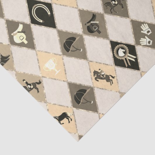 Stijlvolle Beige Cream Equestrian Diamond Pattern Tissuepapier (Detail)
