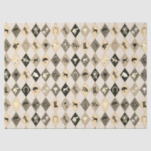 Stijlvolle Beige Cream Equestrian Diamond Pattern Tissuepapier