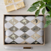 Stijlvolle Beige Crème Equestrian Diamond Patroon Tissuepapier (Geschenk)