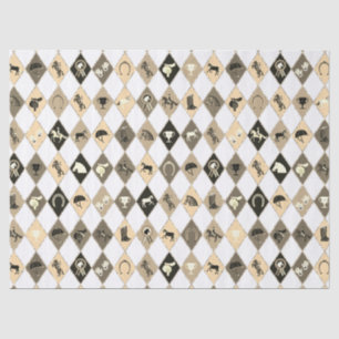 Stijlvolle Beige Crème Equestrian Diamond Patroon Tissuepapier