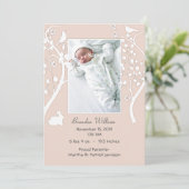 Stijlvolle beige en witte Baby Aankondiging (Staand voorkant)