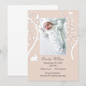 Stijlvolle beige en witte Baby Aankondiging (Voorkant / Achterkant)