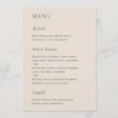 Stijlvolle Beige Moderne Trouwdag Menu (Voorkant)