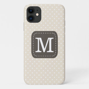 Stijlvolle Beige Polka Dot Patroon Aangepast Monog Case-Mate iPhone Case