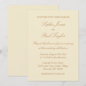 Stijlvolle Beige Script Elegante Crème Trouw Kaart (Voorkant / Achterkant)