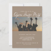 Stijlvolle beige | Twee foto Afstuderen open huis Kaart (Achterkant)