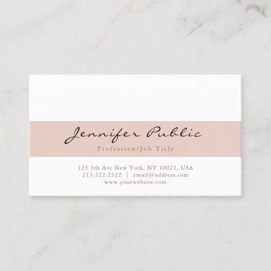 Stijlvolle Beige Wit Modern Professioneel Eenvoudi Visitekaartje (Voorkant)