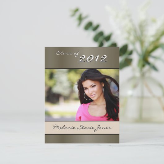 Stijlvolle bekendmaking Afstudeerder / Uitnodiging (Staand voorkant)