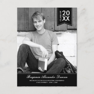 Stijlvolle bekendmaking van Afstuderen in opschrif Uitnodiging Briefkaart