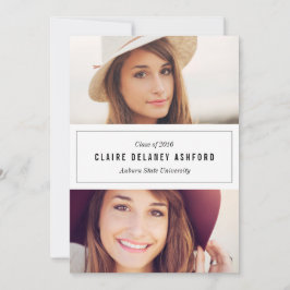 Stijlvolle bekendmaking van twee foto-Afstuderen Kaart