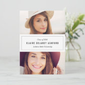 Stijlvolle bekendmaking van twee foto-Afstuderen Kaart (Staand voorkant)