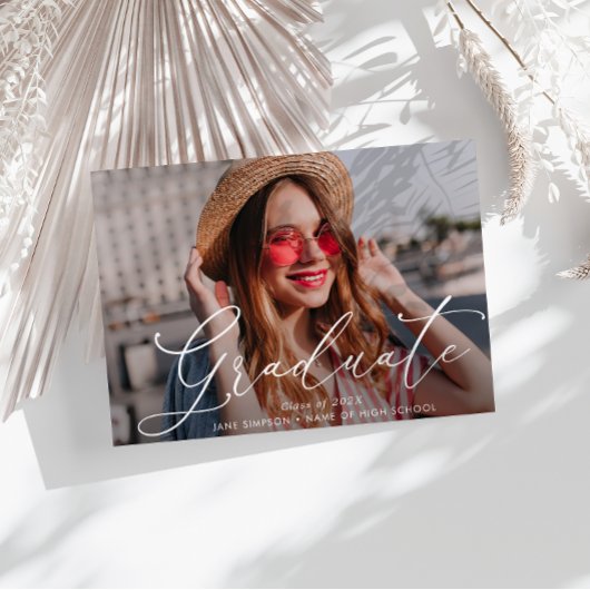 Stijlvolle belettering afstuderen Aankondiging