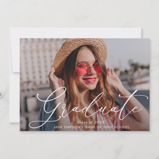 Stijlvolle belettering afstuderen Aankondiging (Voorkant)