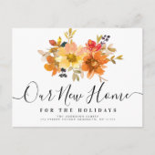 stijlvolle belettering herfst floral Nieuw Home Briefkaart (Voorkant)