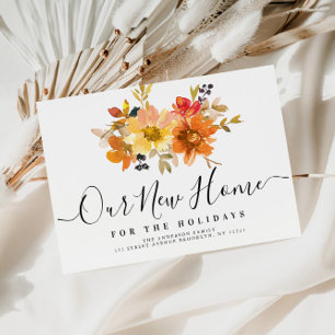 stijlvolle belettering herfst floral Nieuw Home Briefkaart