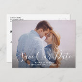 Stijlvolle belettering Save the Date briefkaart (Voorkant / Achterkant)