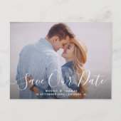 Stijlvolle belettering Save the Date briefkaart (Voorkant)