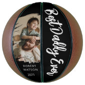 Stijlvolle Best Daddy Ever Brushed Effect Foto Basketbal (Verticaal)
