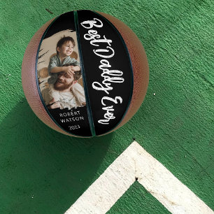 Stijlvolle Best Daddy Ever Brushed Effect Foto Basketbal